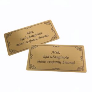 AUKSO SPALVOS PLOKŠTELĖ „AČIŪ, KAD UŽAUGINOTE MANO SVAJONIŲ ŽMONĄ“