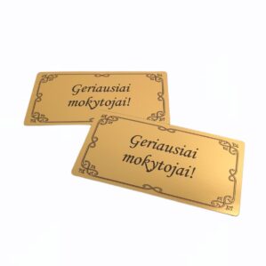 AUKSO SPALVOS PLOKŠTELĖ „GERIAUSIAI MOKYTOJAI“