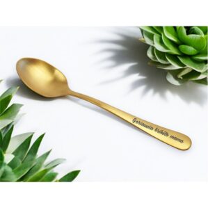 Aukso spalvos arbatinis šaukštelis „Geriausia krikšto mama“