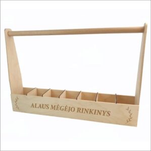 MEDINĖ BUTELIŲ DĖŽĖ „ALAUS MĖGĖJO RINKINYS“