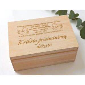 Medinė krikštadėžė „Krikšto prisiminimų dėžutė“