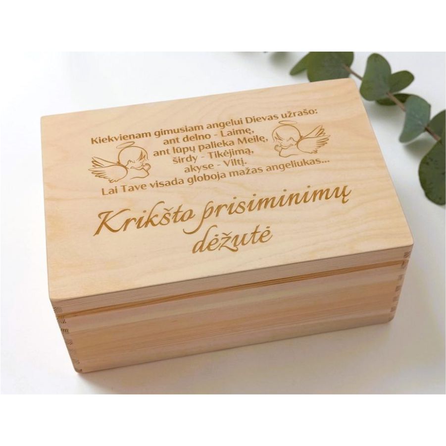 Medinė krikštadėžė „Krikšto prisiminimų dėžutė“