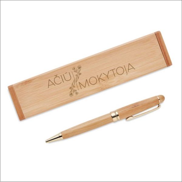 Bambukinis rašiklis dėžutėje "Ačiū, Mokytoja"