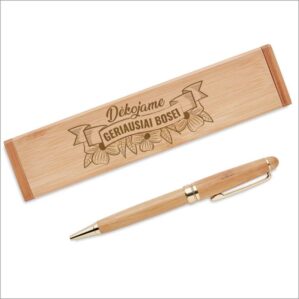 Bambukinis rašiklis dėžutėje "Dėkojame geriausiai bosei"