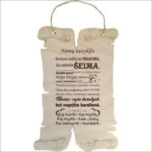 GRAVIRUOTA, PAKABINAMA LENTELĖ „NAMŲ TAISYKLĖS“
