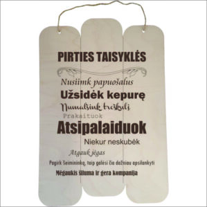 GRAVIRUOTA, PAKABINAMA LENTELĖ „PIRTIES TAISYKLĖS“